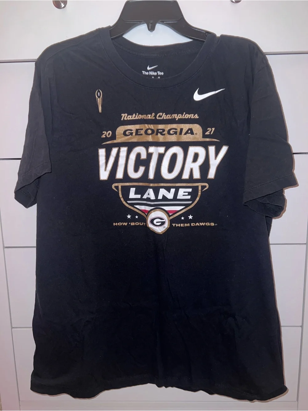 Nike Black Georgia 2021 Victory Lane Graphic Tee with Gold & White Accents (XL)